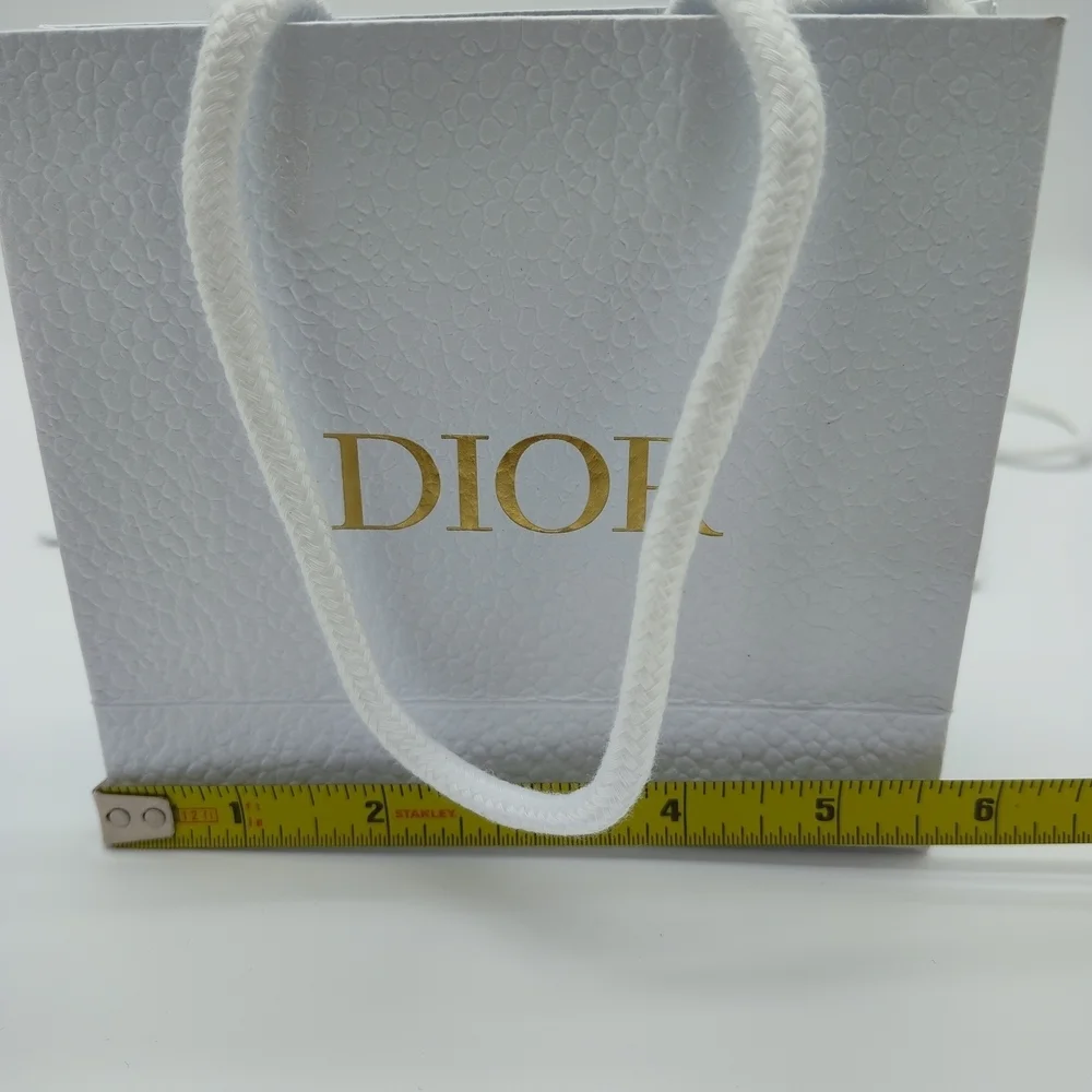 DIOR Small Gift Bags Set 4 White Gold Logo Rope Handles 5.75x5.25x2